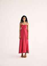 A Model Wearing Pink Poplin Fuchsia Flame Gown curated by Only Ethikal